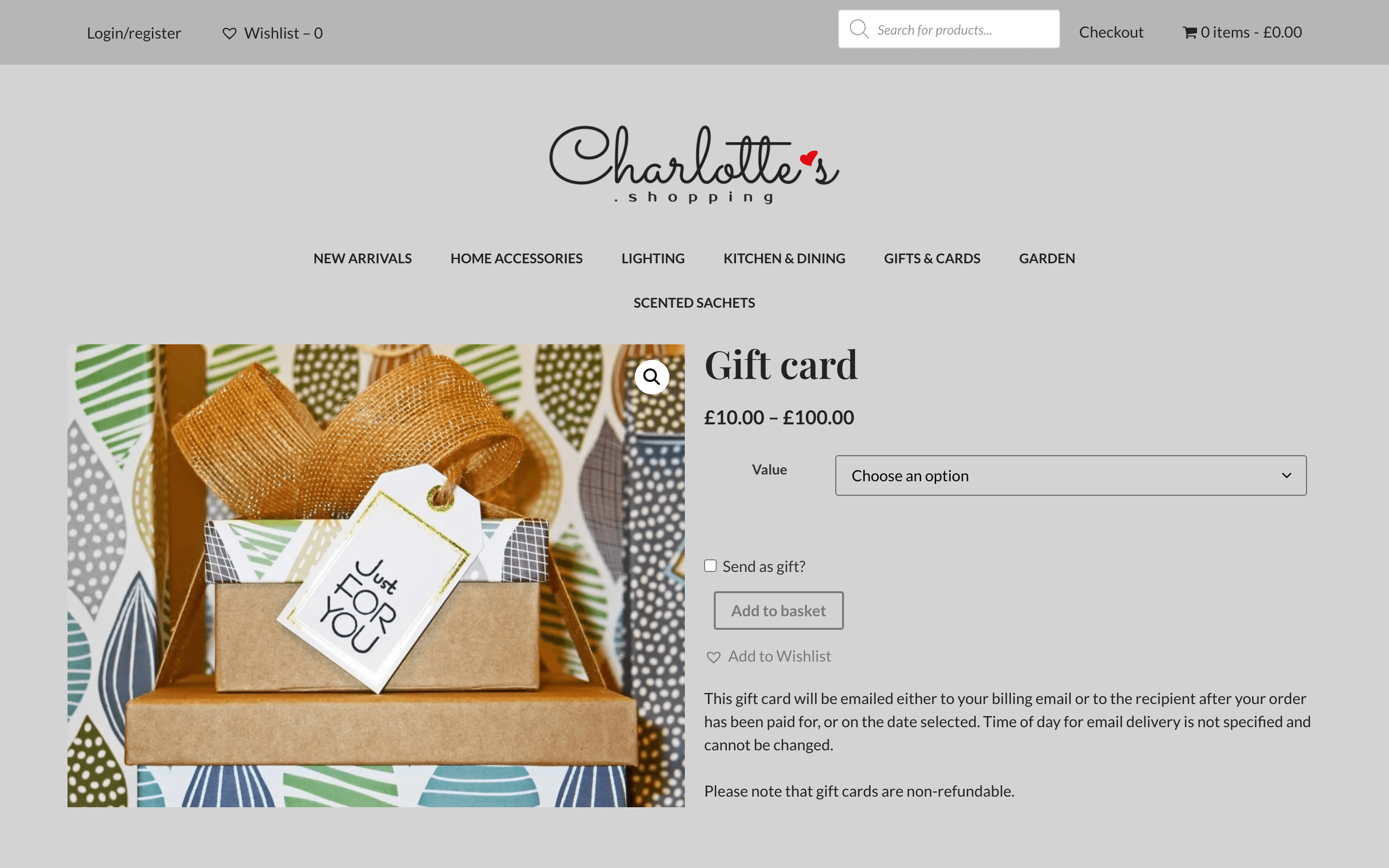 Charlotte's Shopping product page