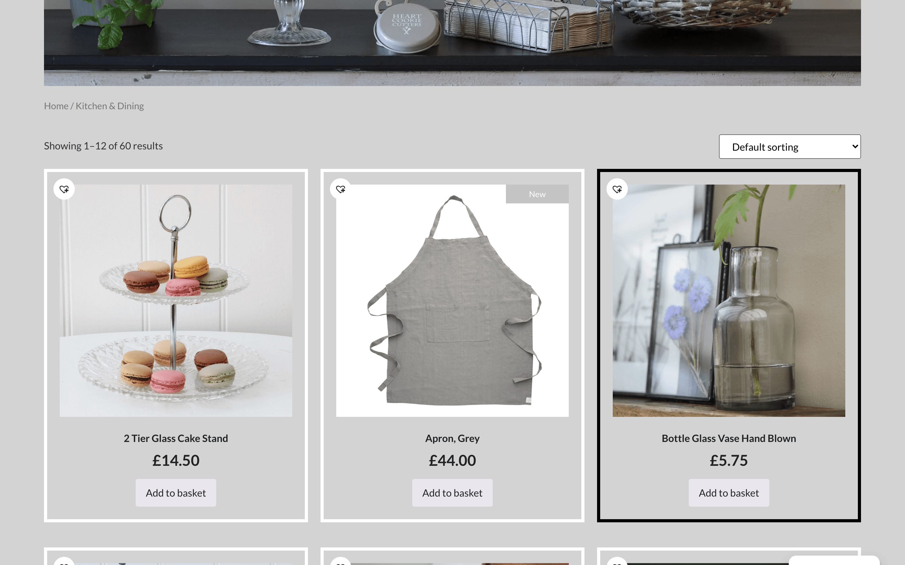 Charlotte's Shopping kitchen and dining category