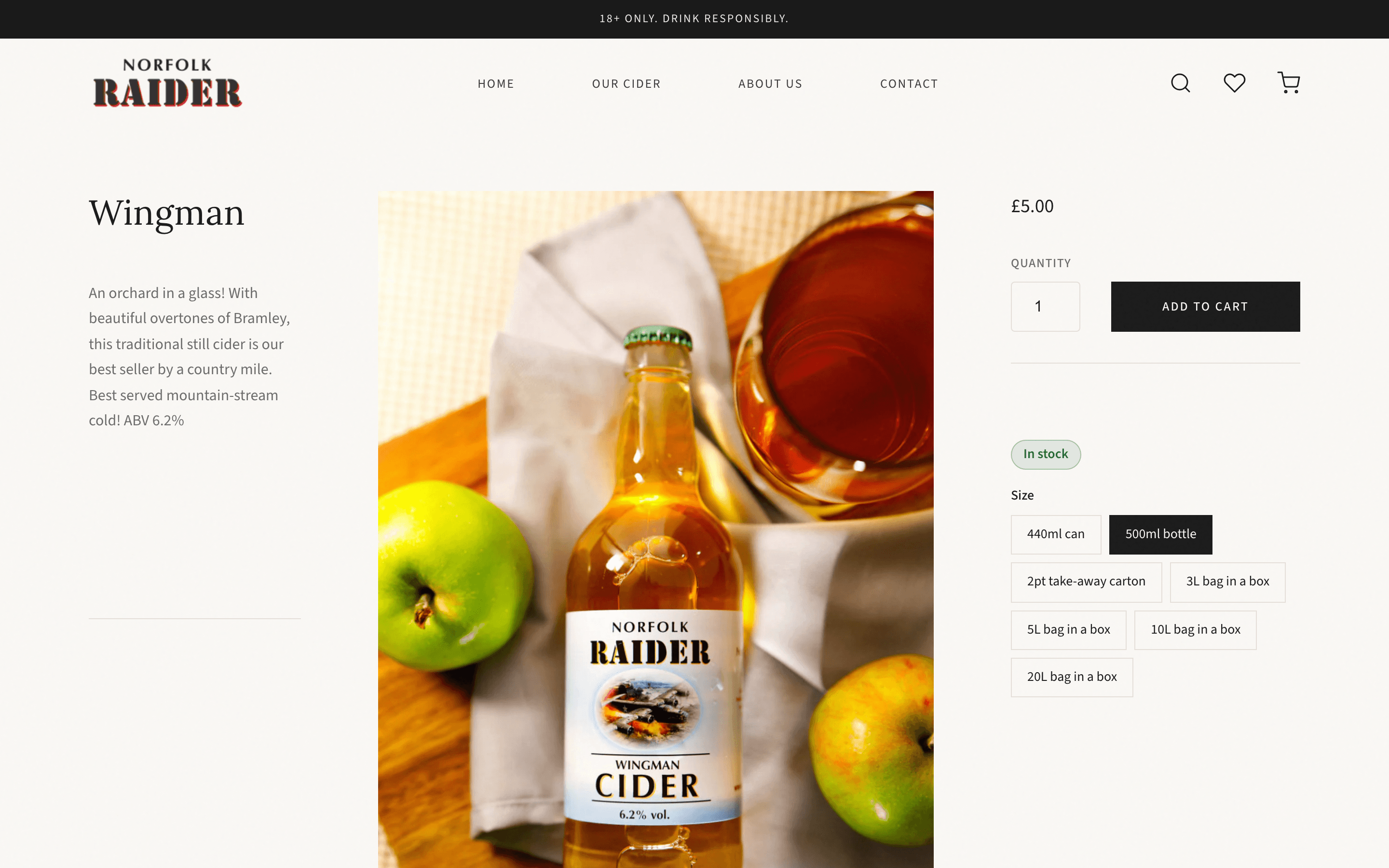 Norfolk Raider Cider product page