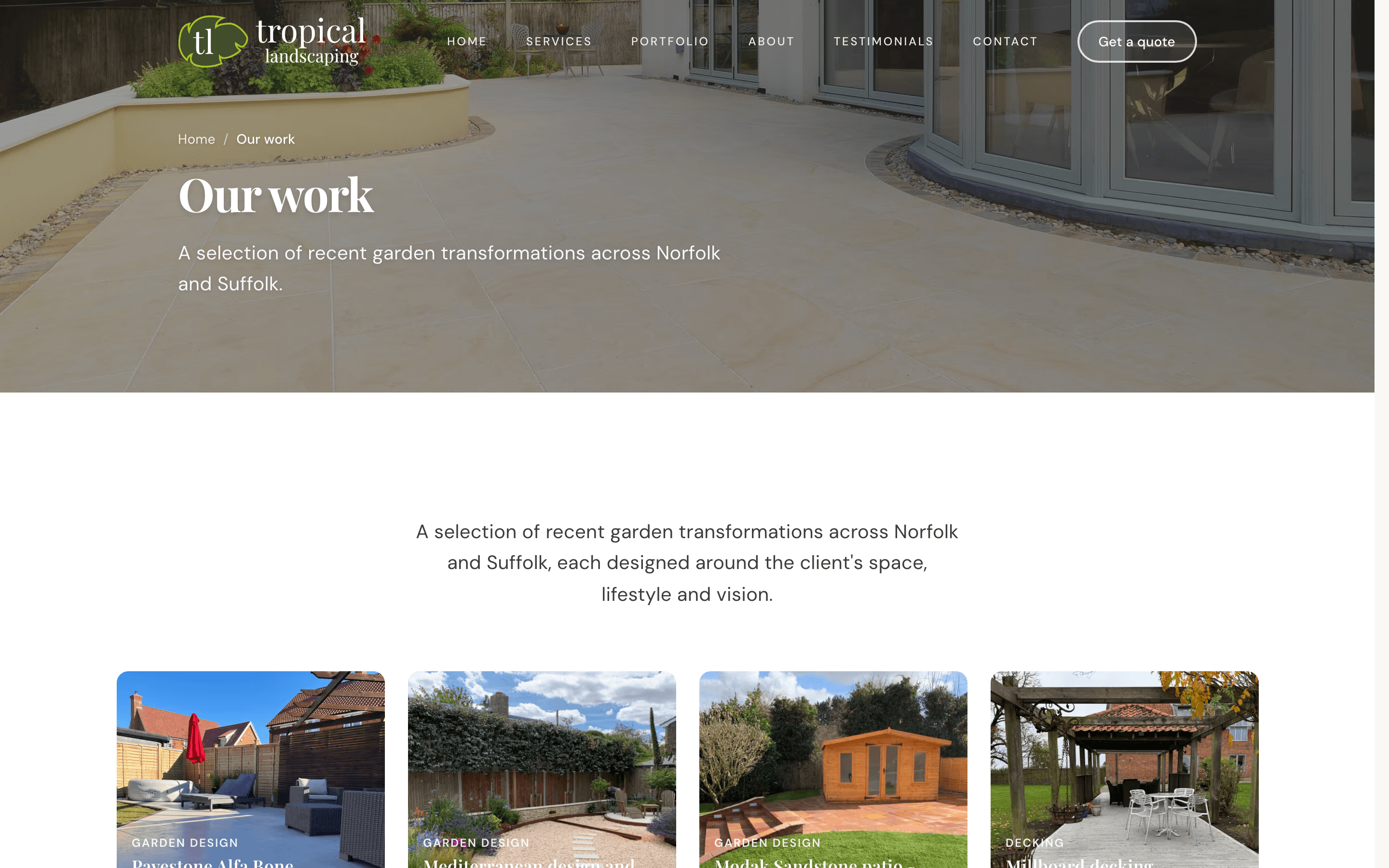 Tropical Landscaping portfolio section