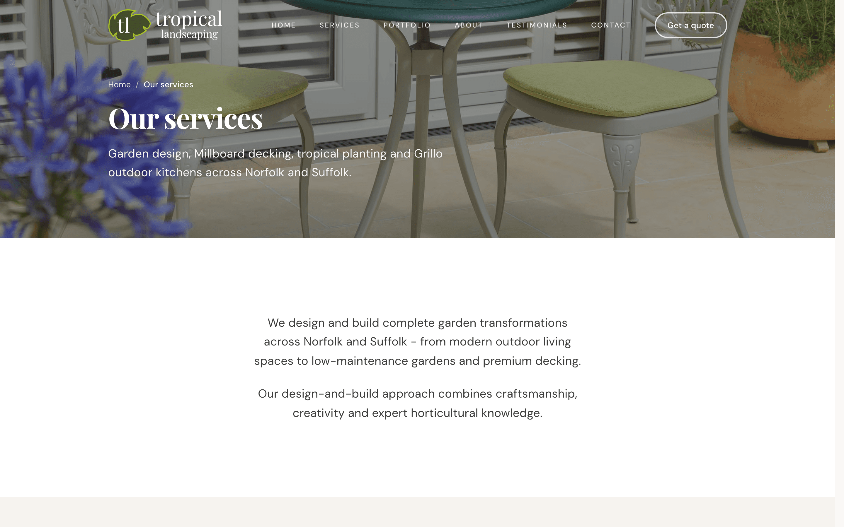 Tropical Landscaping services page