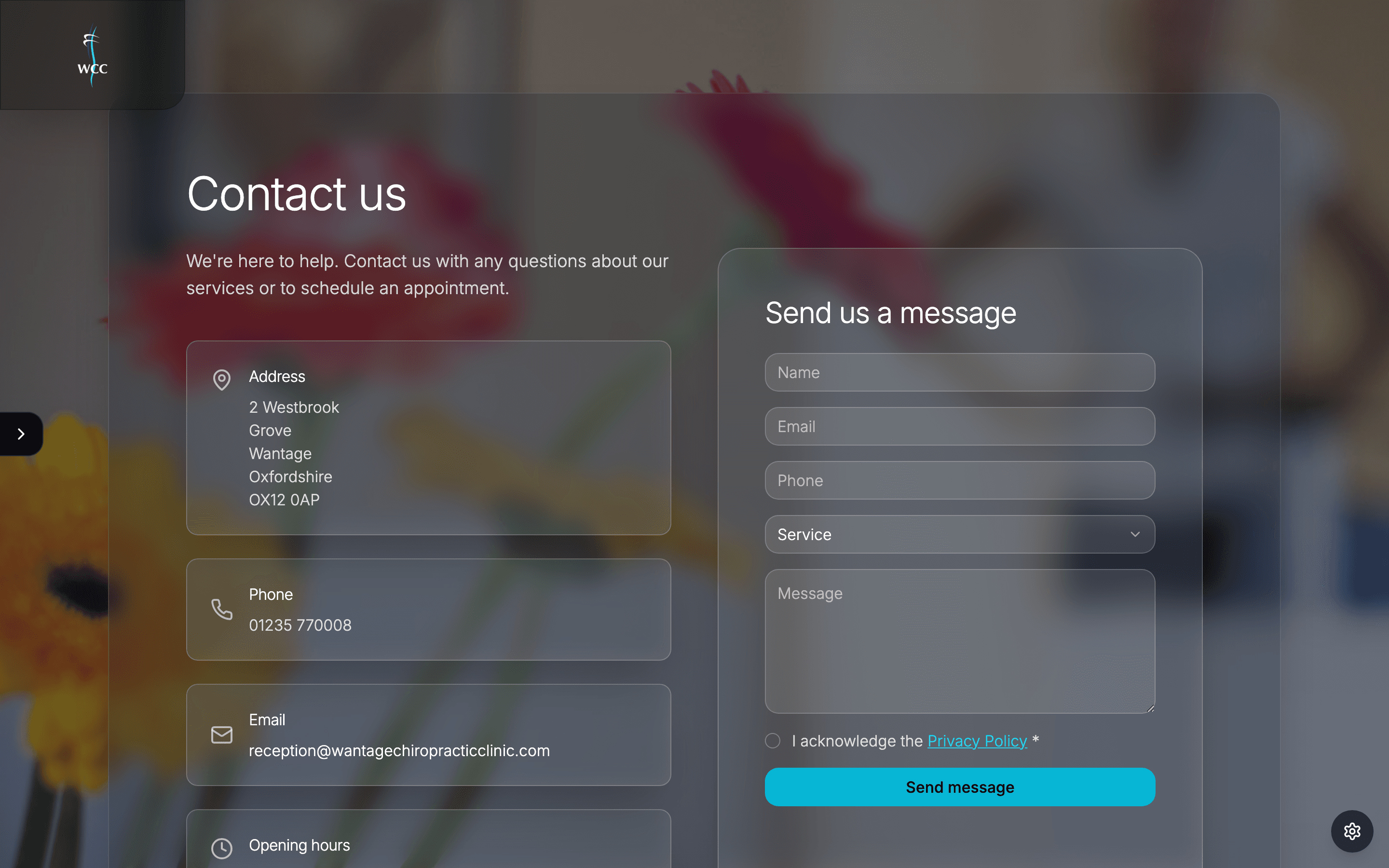 Wantage Chiropractic contact page